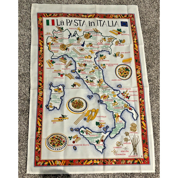 Italy La Pasta Tea Towl Wall Art Tapestry Decorative with Pasta Regions‎ 23x34 - Picture 7 of 9